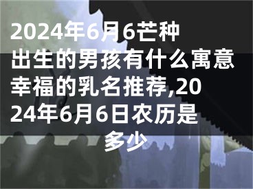 2024年6月6芒种出生的男孩有什么寓意幸福的乳名推荐,2024年6月6日农历是多少