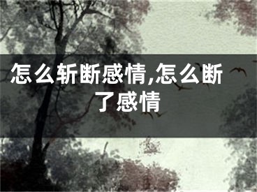 怎么斩断感情,怎么断了感情
