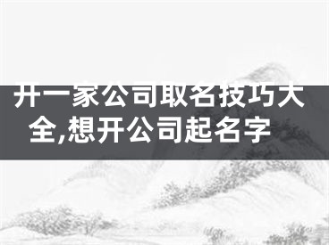 开一家公司取名技巧大全,想开公司起名字