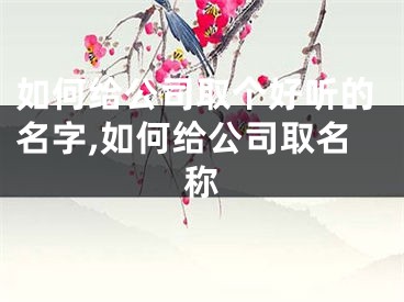 如何给公司取个好听的名字,如何给公司取名称