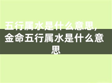五行属水是什么意思,金命五行属水是什么意思