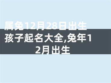 属兔12月28日出生孩子起名大全,兔年12月出生