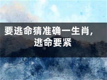 要逃命猜准确一生肖,逃命要紧