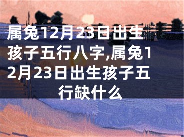 属兔12月23日出生孩子五行八字,属兔12月23日出生孩子五行缺什么