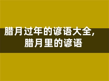 腊月过年的谚语大全,腊月里的谚语