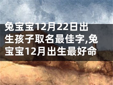 兔宝宝12月22日出生孩子取名最佳字,兔宝宝12月出生最好命