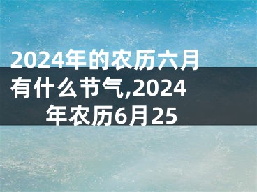 2024年的农历六月有什么节气,2024年农历6月25