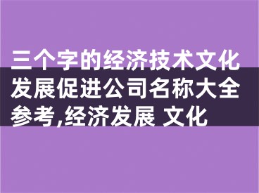三个字的经济技术文化发展促进公司名称大全参考,经济发展 文化