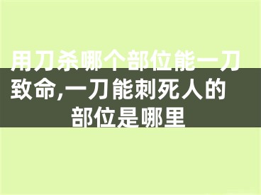 用刀杀哪个部位能一刀致命,一刀能刺死人的部位是哪里