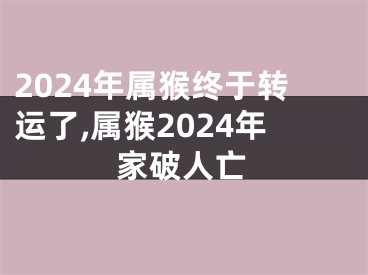 2024年属猴终于转运了,属猴2024年家破人亡