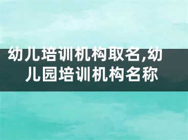 幼儿培训机构取名,幼儿园培训机构名称