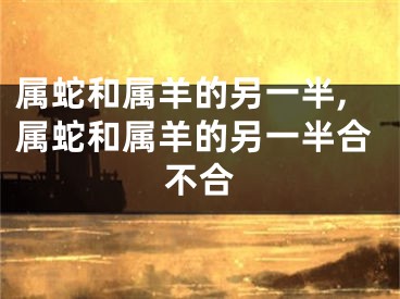 属蛇和属羊的另一半,属蛇和属羊的另一半合不合