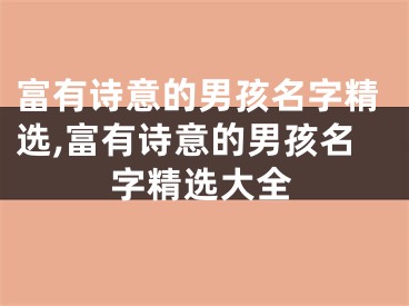 富有诗意的男孩名字精选,富有诗意的男孩名字精选大全