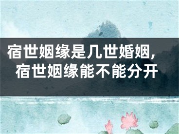 宿世姻缘是几世婚姻,宿世姻缘能不能分开