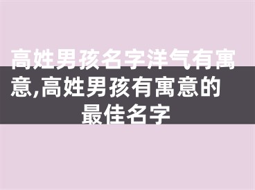 高姓男孩名字洋气有寓意,高姓男孩有寓意的最佳名字