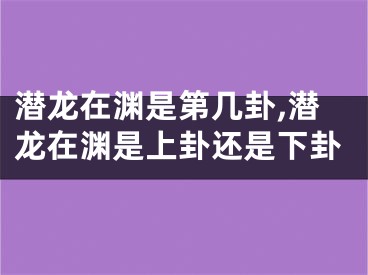 潜龙在渊是第几卦,潜龙在渊是上卦还是下卦