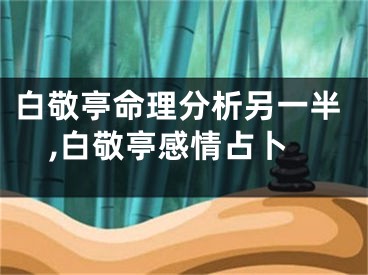 白敬亭命理分析另一半,白敬亭感情占卜