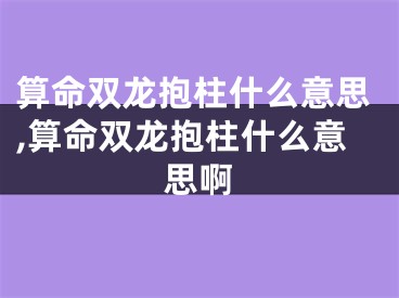 算命双龙抱柱什么意思,算命双龙抱柱什么意思啊
