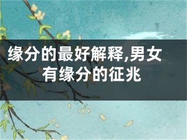 缘分的最好解释,男女有缘分的征兆