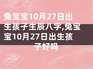 兔宝宝10月27日出生孩子生辰八字,兔宝宝10月27日出生孩子好吗