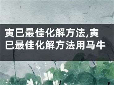 寅巳最佳化解方法,寅巳最佳化解方法用马牛