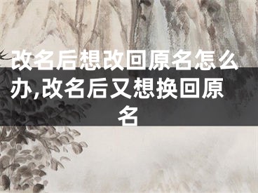 改名后想改回原名怎么办,改名后又想换回原名
