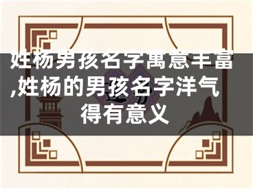 姓杨男孩名字寓意丰富,姓杨的男孩名字洋气得有意义