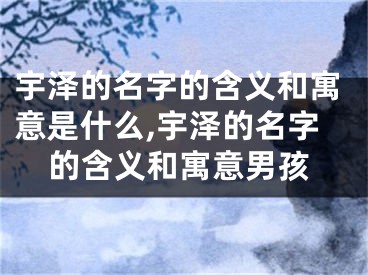 宇泽的名字的含义和寓意是什么,宇泽的名字的含义和寓意男孩