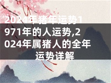 2024年猪年运势1971年的人运势,2024年属猪人的全年运势详解