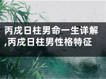 丙戌日柱男命一生详解,丙戌日柱男性格特征