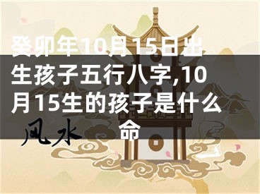 癸卯年10月15日出生孩子五行八字,10月15生的孩子是什么命