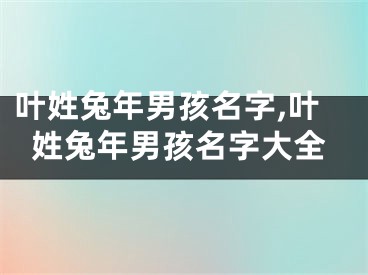 叶姓兔年男孩名字,叶姓兔年男孩名字大全