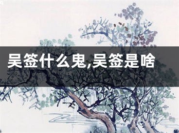 吴签什么鬼,吴签是啥