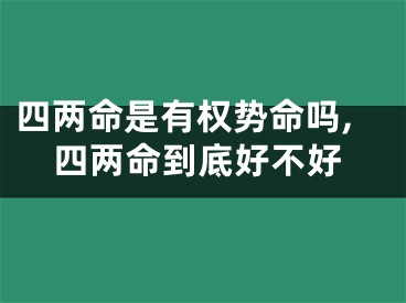 四两命是有权势命吗,四两命到底好不好