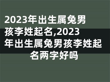 2023年出生属兔男孩李姓起名,2023年出生属兔男孩李姓起名两字好吗