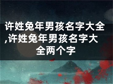 许姓兔年男孩名字大全,许姓兔年男孩名字大全两个字