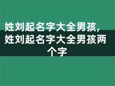 姓刘起名字大全男孩,姓刘起名字大全男孩两个字