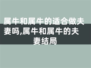 属牛和属牛的适合做夫妻吗,属牛和属牛的夫妻结局