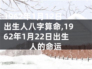 1962年1月12日出生人八字算命,1962年1月22日出生人的命运