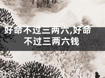 好命不过三两六,好命不过三两六钱