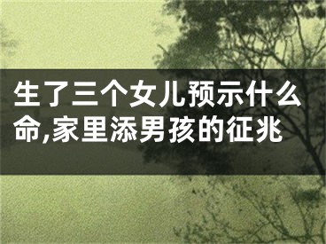 生了三个女儿预示什么命,家里添男孩的征兆