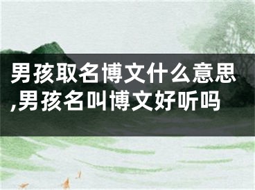 男孩取名博文什么意思,男孩名叫博文好听吗