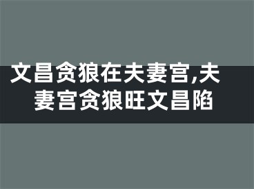 文昌贪狼在夫妻宫,夫妻宫贪狼旺文昌陷