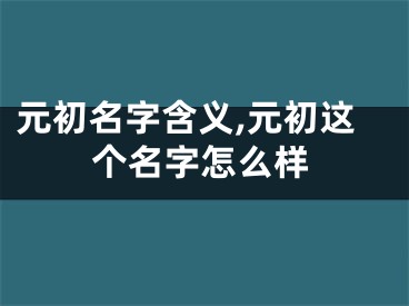 元初名字含义,元初这个名字怎么样
