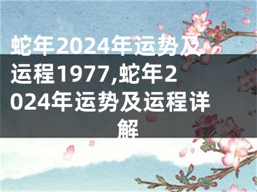 蛇年2024年运势及运程1977,蛇年2024年运势及运程详解