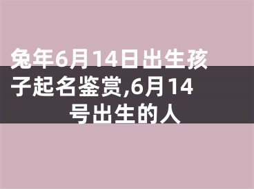 兔年6月14日出生孩子起名鉴赏,6月14号出生的人
