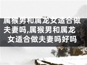 属猴男和属龙女适合做夫妻吗,属猴男和属龙女适合做夫妻吗好吗