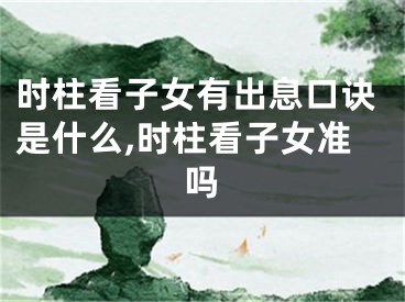时柱看子女有出息口诀是什么,时柱看子女准吗