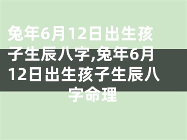 兔年6月12日出生孩子生辰八字,兔年6月12日出生孩子生辰八字命理