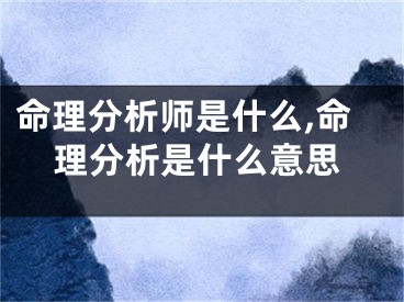命理分析师是什么,命理分析是什么意思
